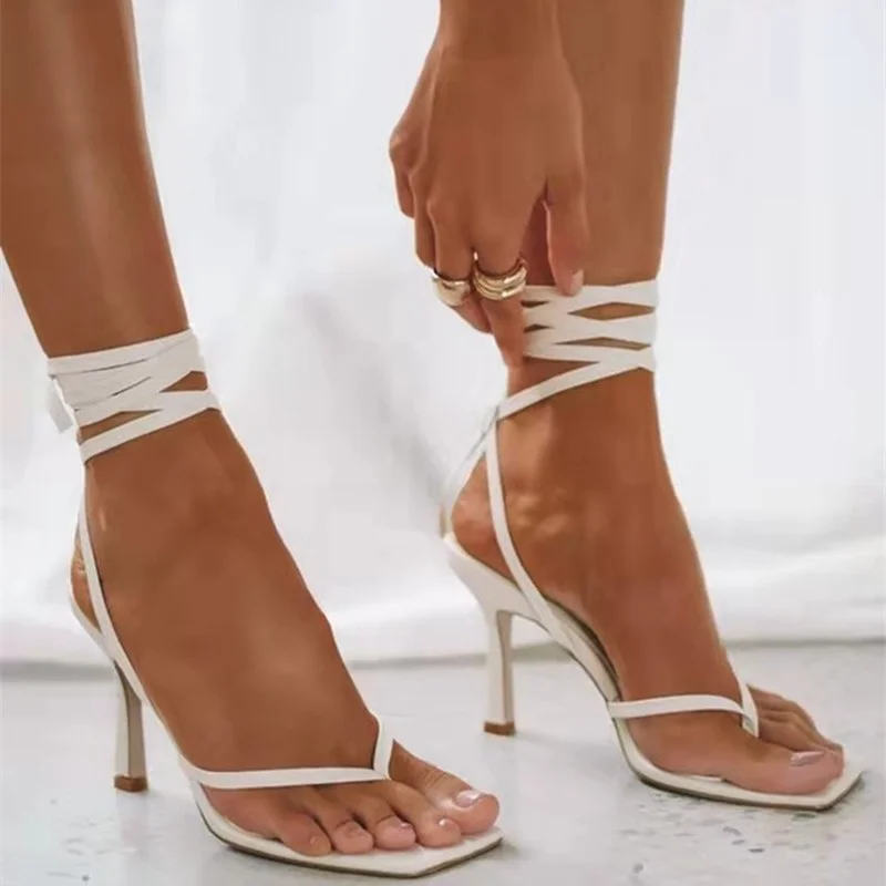 Letné Ženy Sandále Sexy Tenké Vysoké Podpätky, Topánky Tvaru Dizajn A Módne Štvorcové Prst Dámy Členok Popruhu Remeň Sandále, Topánky Žena