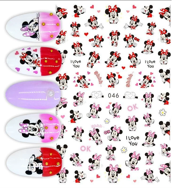 EB-SJ Disney Anime Mickey Mouse Snow White Cartoon DIY Nechtov Nálepky Mrazené Ružová Leopard Nail Art Decoration Opravy Príslušenstvo