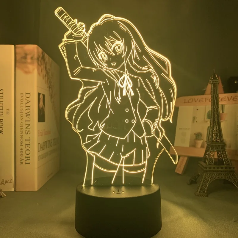Led Nočné Svetlo Toradora Tajga Aisaka pre Spálňa Decor Darčekové Farebné Nočného Anime Waifu 3d Lampa Tajga Aisaka Toradora