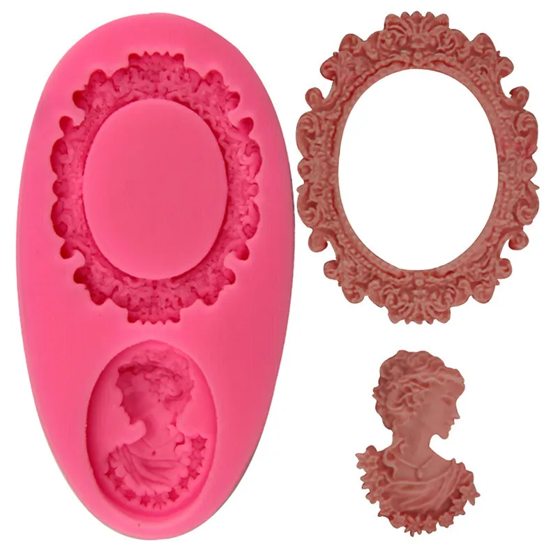 Zrkadlo a socha lady tekutý silikónový fondant cake zdobenie silikónové formy čokoláda, formy na pečenie nástroje