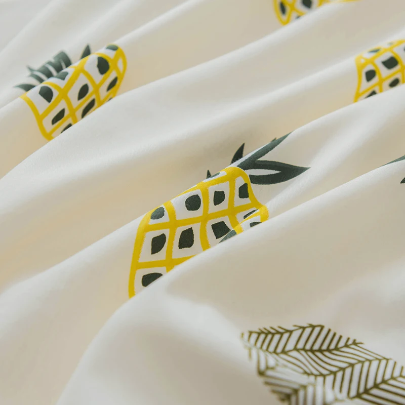 Štyri-dielna posteľná bielizeň jednoduché bavlny, dvojité domácnosti posteľ list deka kryt zahusťovanie brúsenie ubytovni posteľ list žlté banány, ananás
