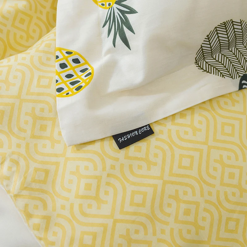 Štyri-dielna posteľná bielizeň jednoduché bavlny, dvojité domácnosti posteľ list deka kryt zahusťovanie brúsenie ubytovni posteľ list žlté banány, ananás