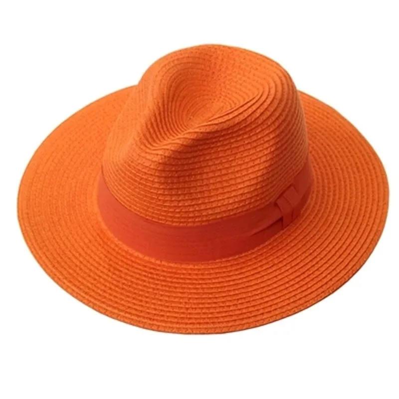 Módne slnečné klobúk nové prímorské orange plochý okraj široký-brimmed klobúk ženy lete slnečník plážový klobúk opaľovací krém dovolenku slnko klobúk