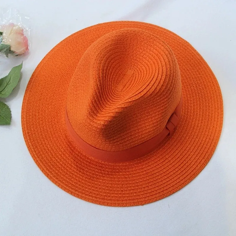 Módne slnečné klobúk nové prímorské orange plochý okraj široký-brimmed klobúk ženy lete slnečník plážový klobúk opaľovací krém dovolenku slnko klobúk
