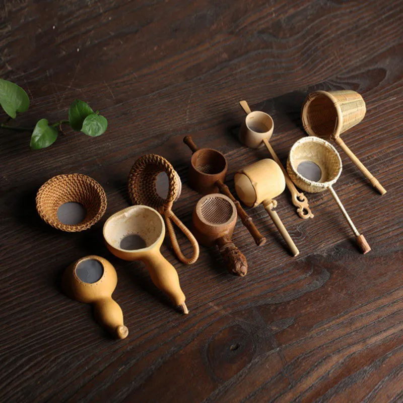 Japonský štýl Čajový Obrad Bambusové drevené Čaj Filter Oka Čaj Infuser Opakovane Nečistôt Oka Lapače Kuchynské Doplnky