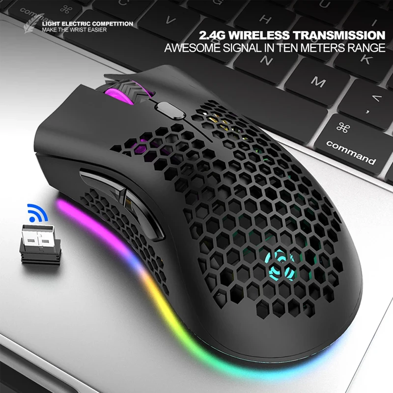 Bezdrôtová Myš Bluetooth Myš 2.4 G Bezdrôtový Počítač RGB Nastaviteľné Podsvietenie Honeycomb Myši Ergonomická Myš pre Notebook PC Gamer