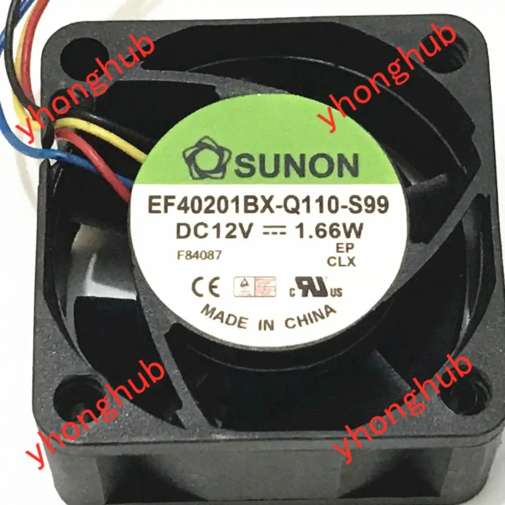 SUNON EF40201BX-Q110-S99 DC 12V 1.66 W 40x40x20mm 4-Wire Server Chladiaci Ventilátor