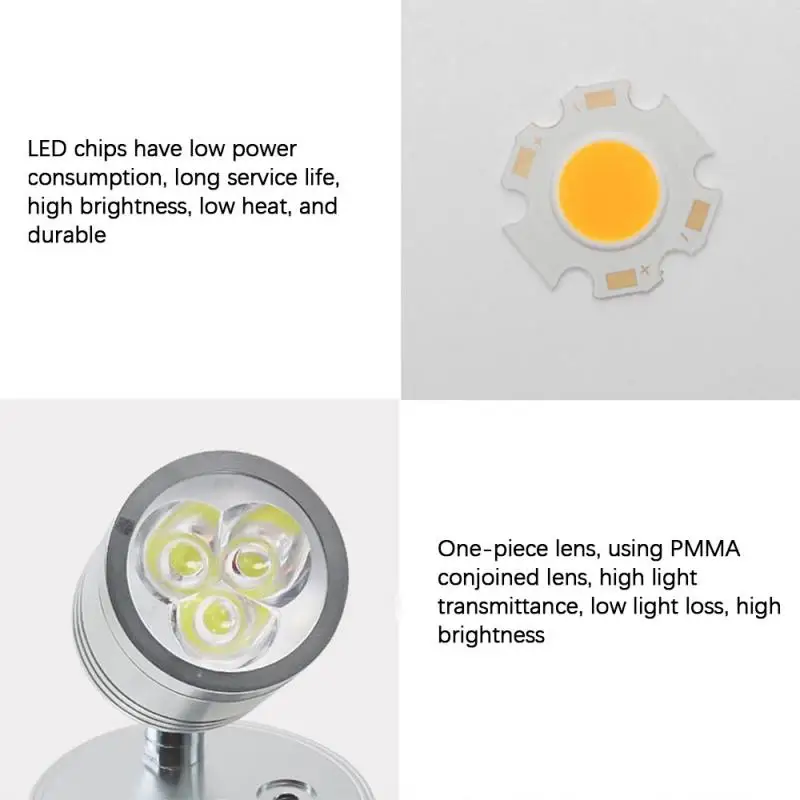 Tvorivosť LED Stropné svietidlo DC12V Nastaviteľné 180 ° Pozornosti Domácnosti Nástenné svietidlo Osvetlenie Vnútorné Osvetlenie