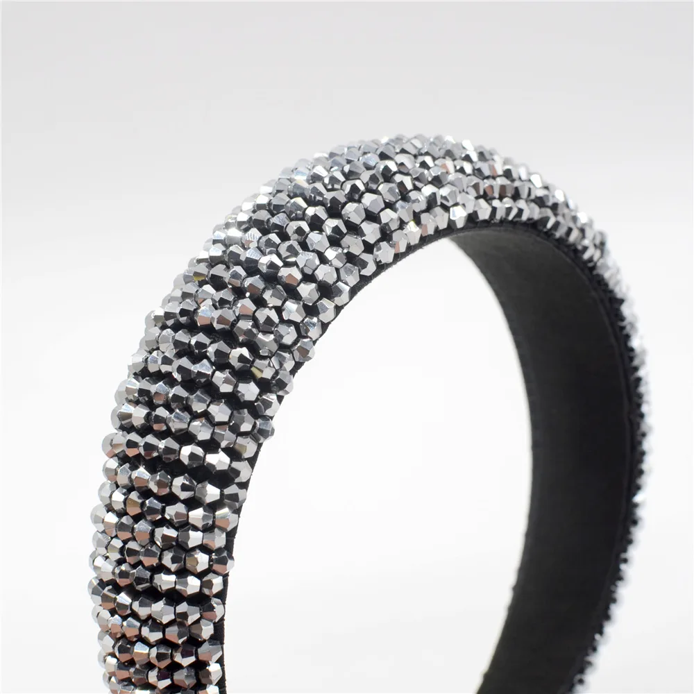 JOLORYM Šperky Ženy Farebné Kórea Crystal Trendy Headdress Hubky Hairband Vlasy Príslušenstvo 3 cm Široká Čelenka FG-YL-006