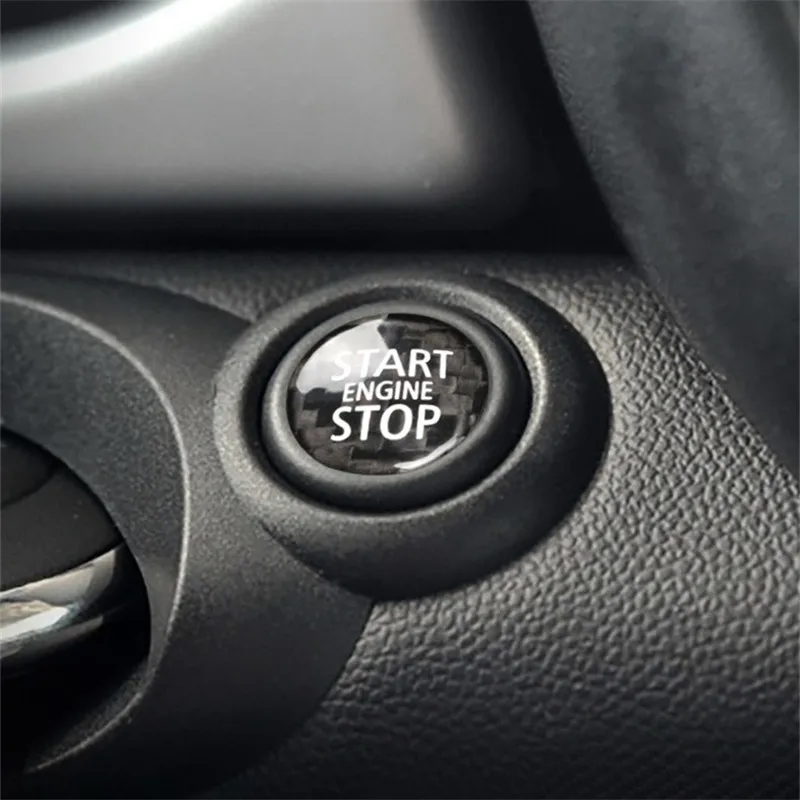 Uhlíkových Vlákien pre Mini Cooper R55 R56 R57 R58 označenie špecifického rizika r59 R60 R61 Príslušenstvo Auto Motor Start Stop Tlačidlo Interiérom Kryt Nálepky
