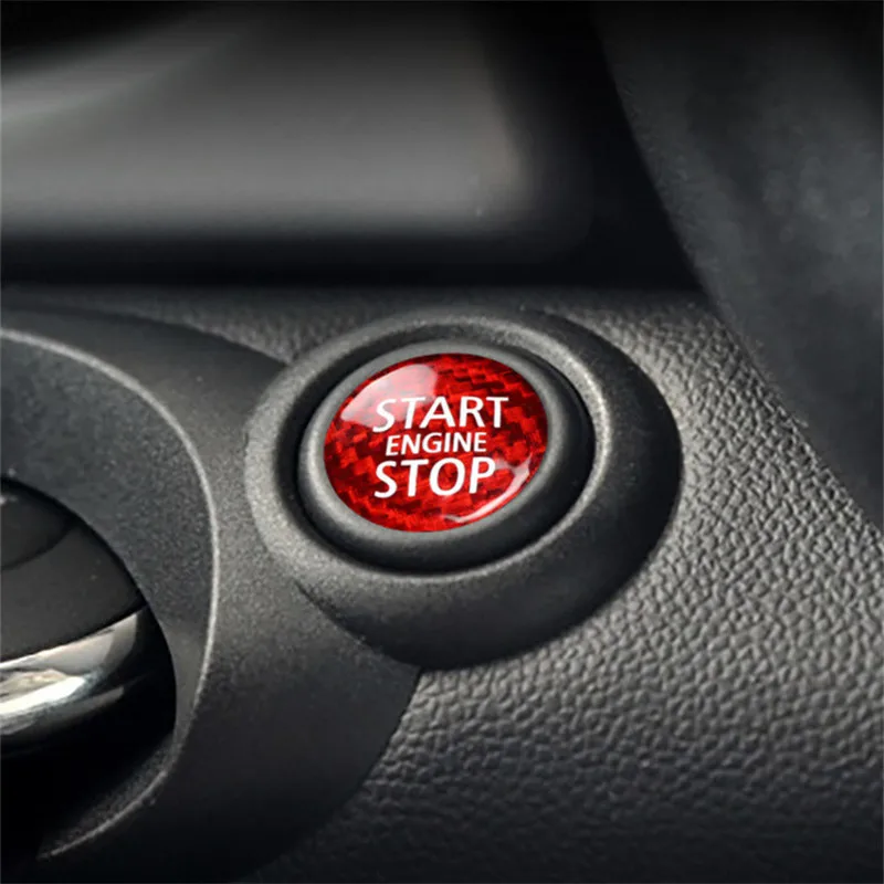 Uhlíkových Vlákien pre Mini Cooper R55 R56 R57 R58 označenie špecifického rizika r59 R60 R61 Príslušenstvo Auto Motor Start Stop Tlačidlo Interiérom Kryt Nálepky