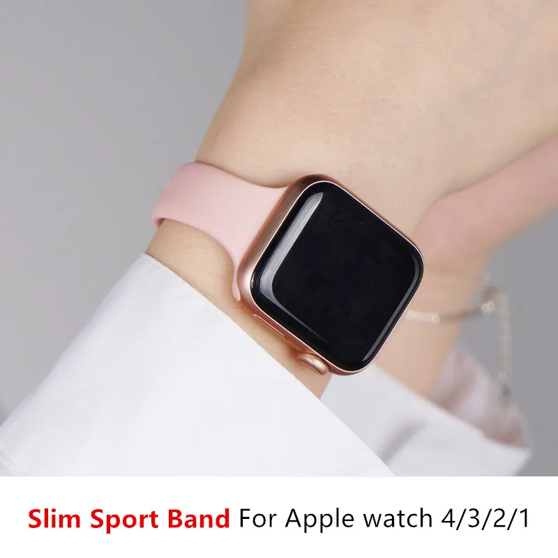 Tenký popruh pre Apple hodinky kapela 40 mm 44 mm 38 mm 42mm 44 mm Príslušenstvo Silikónové watchband correa náramok iWatch 3 4 5 se 6 band