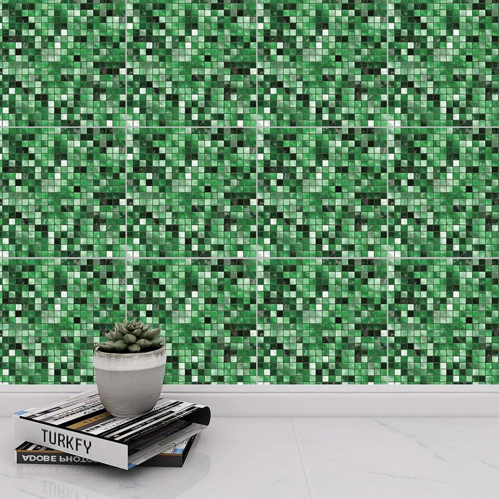 Zelená Mozaikové Dlaždice Nálepky Samolepiace DIY Kuchyňu, Kúpeľňu Domova Anti-Voda Moderné Crystal Vinylové Dlaždice Papier 10CS