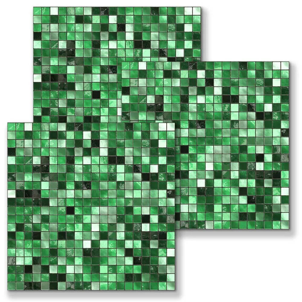 Zelená Mozaikové Dlaždice Nálepky Samolepiace DIY Kuchyňu, Kúpeľňu Domova Anti-Voda Moderné Crystal Vinylové Dlaždice Papier 10CS