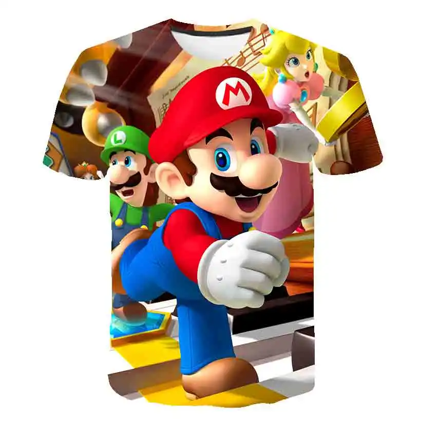 Harajuku Klasické Hry Super Mario Kid T Shirt Chlapcov A Dievča Super Smash Bros, 3D Tlač Krátky Rukáv Hip Hop Tees Streetwear Topy
