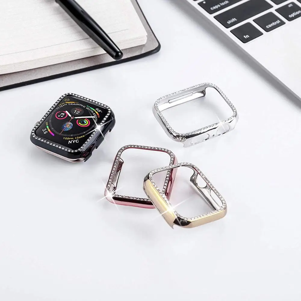 Bling Kryt Pre Apple hodinky Prípade 44 mm 40 mm iWatch 42mm 38 mm Príslušenstvo Diamond nárazníka Chránič Apple hodinky series 5 4 3 se 6