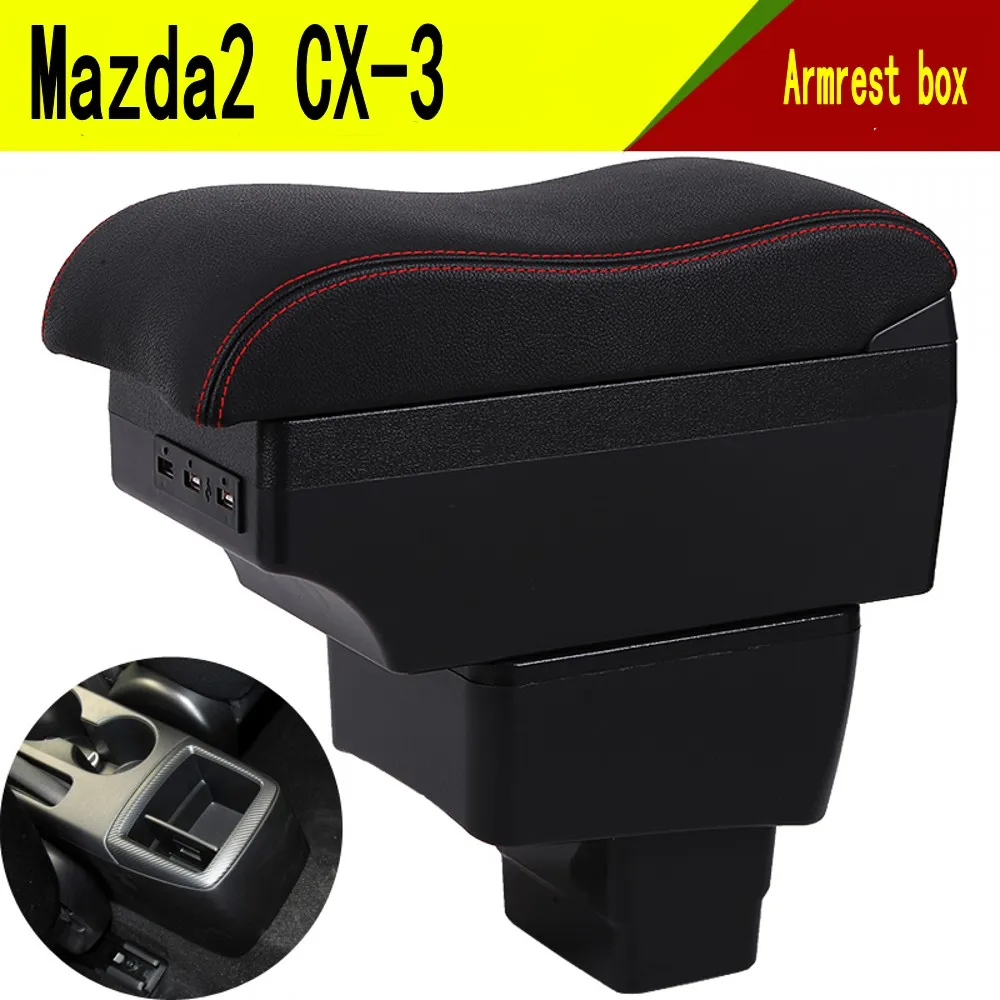 Pre Mazda CX-3 CX 3 CX3 opierkou box Nabíjania cez USB rozhranie zvýšiť centrálny sklad obsah držiak popolníka príslušenstvo