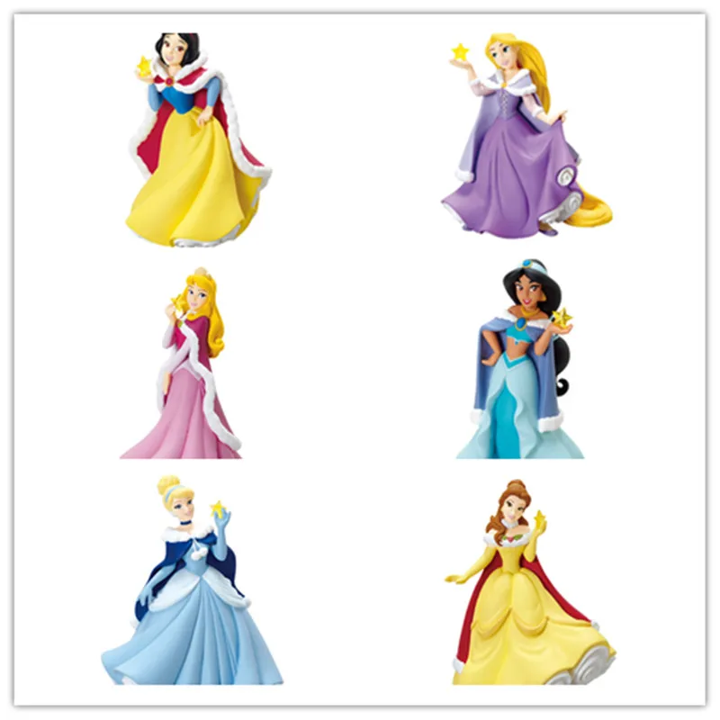 6PCS 9 cm Vianoce obmedzené Disney Princezná ozdoby prívesok snehulienka, Popoluška dlhé vlasy bell Ariel zber ornament