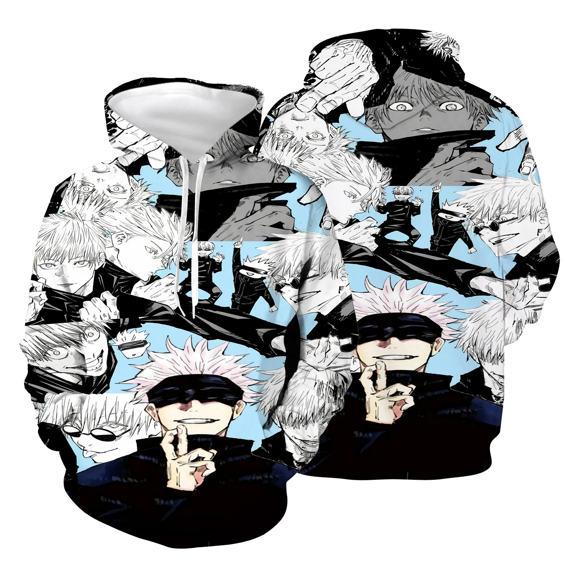 Anime Jujutsu Kaisen Modrá Hoodies Gojo Satoru Bežné Anime Mužov S Kapucňou, Cosplay Kostým Mikina Streetwear Top Mikina