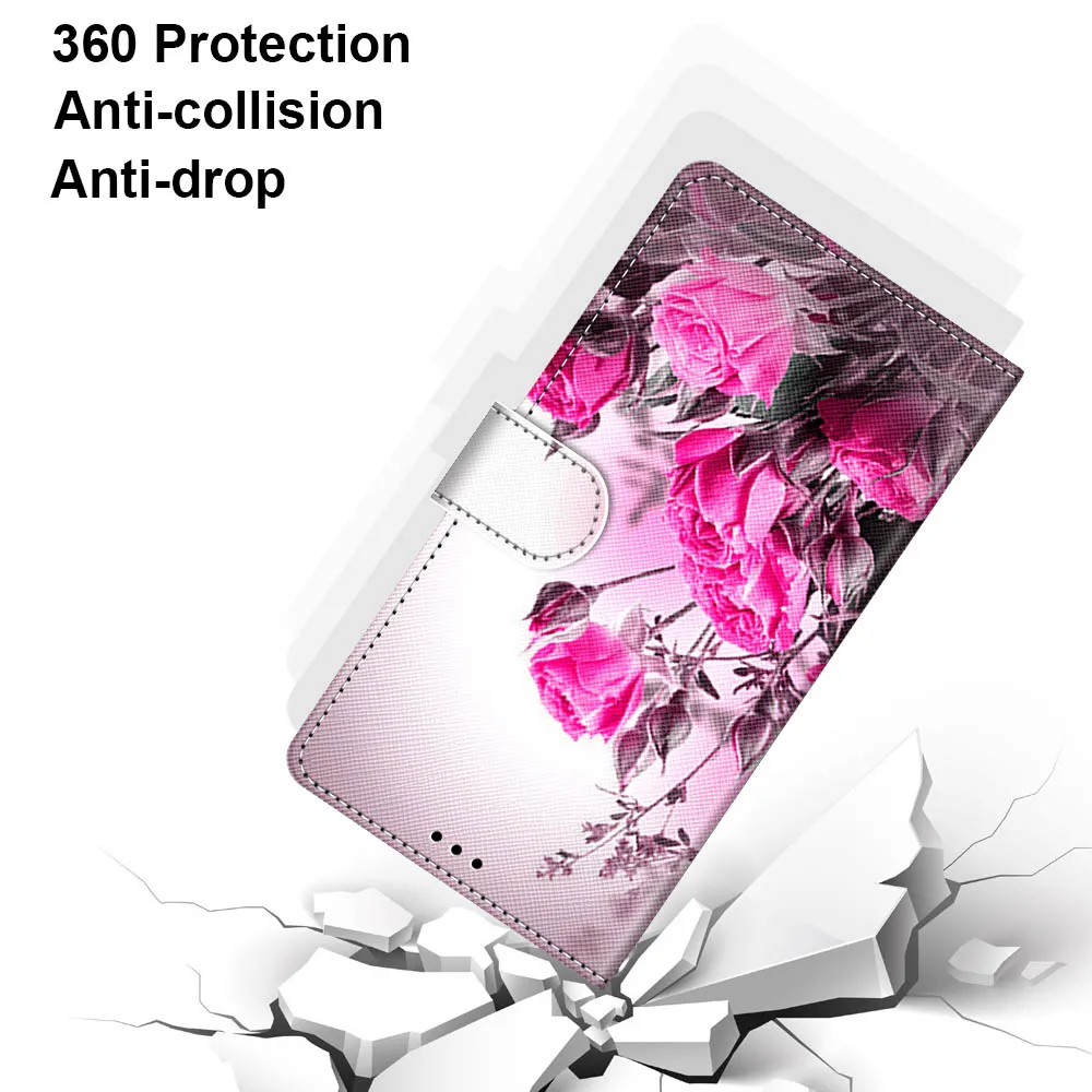 Rose Flip puzdro pre Funda Samsung Galaxy A20E A50 A20S A10 A20 A30 S A40 A70 Prípade Roztomilé Mačka, Pes, Peňaženky, Kožené Kryt Telefónu Ženy