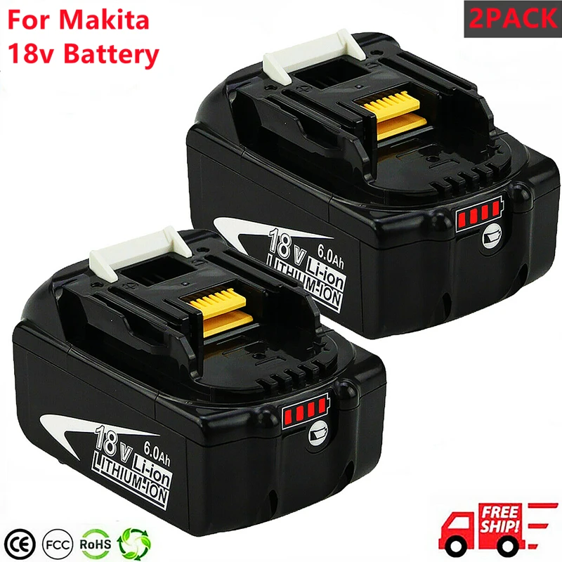 2 Pack BL1860 18V 6000mAh Rechargealbe Batéria pre Makita 18V BL1830B BL1860B BL1840B BL1815 LXT 400 18650 Makita Batérie 18v