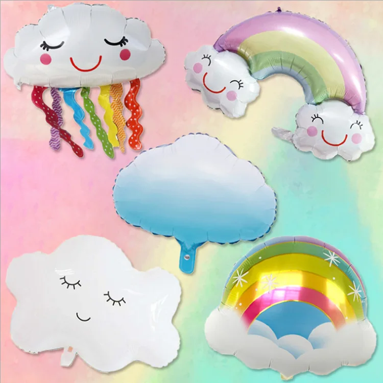 Cartoon Strapec Rainbow Cloud Hliníkovej Fólie Balón Smajlík Hliníková Fólia Balón Balón Narodeniny