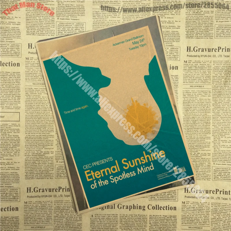 Nové Eternal Sunshine of the Nevinná Myseľ plagát Klasické filmové vintage retro Plagátu kraft papier, nálepky na stenu