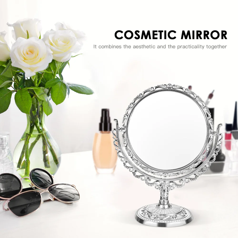 Obojstranné Retro Srdce Tvar Make-Up Zrkadlo Stola Zrkadlo Kozmetické Make-Up Zrkadlo Na Ploche Kúpeľňa Spálňa
