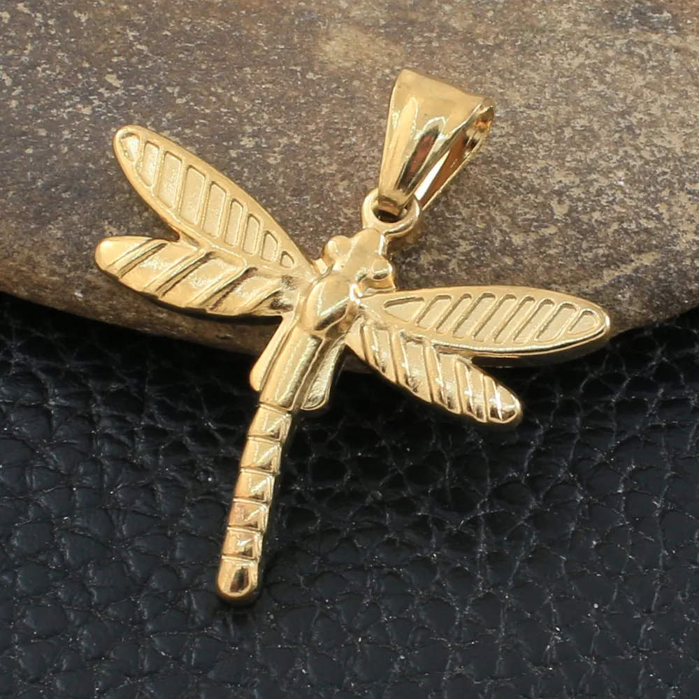 Zlatá Farba Dragonfly Módny Prívesok Charms Nehrdzavejúcej Ocele, Šperky Zvierat Prívesok Na Darček PFFZAQAF