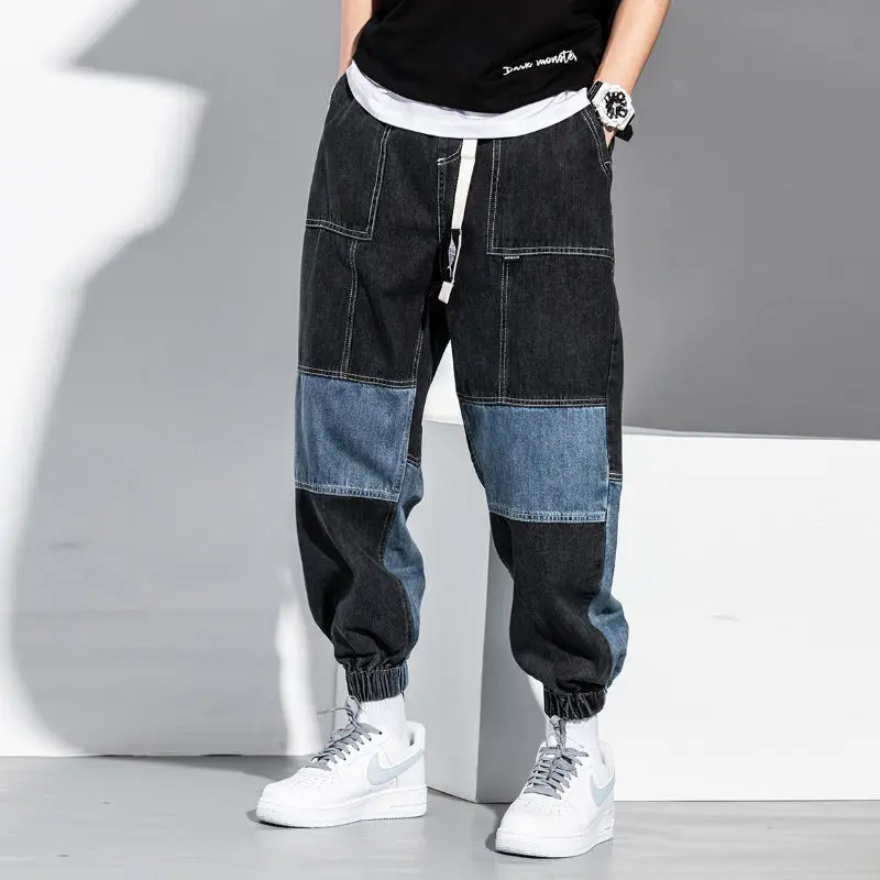 Džínsy pánskej módy hip hop farby zodpovedajúce pracovné nohavice voľné prst Harlan nohavice Americkej lete pánske nohavice