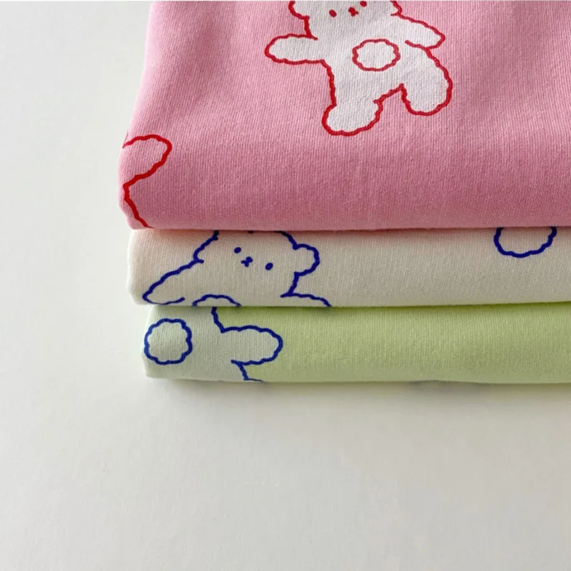 Kórejský Dieťa Roztomilý Malý Medveď Tričko Krátke Sety Batoľa Chlapec Dievča Cartoon Bavlnené Tričko + krátke Nohavice 2 ks Set detské Oblečenie Set sa