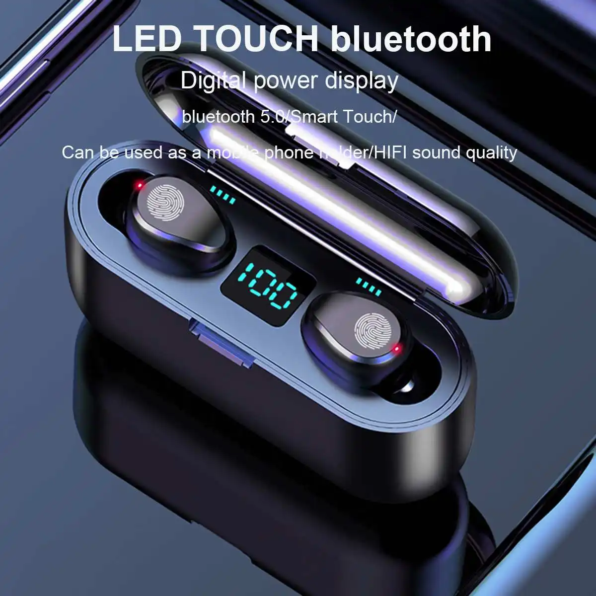 F9 bluetooth 5.0 TWS Bezdrôtové Slúchadlá LED Displej Ziskové Nepremokavé Stereo Šport Binaural Earbus S 2000mAh Banky