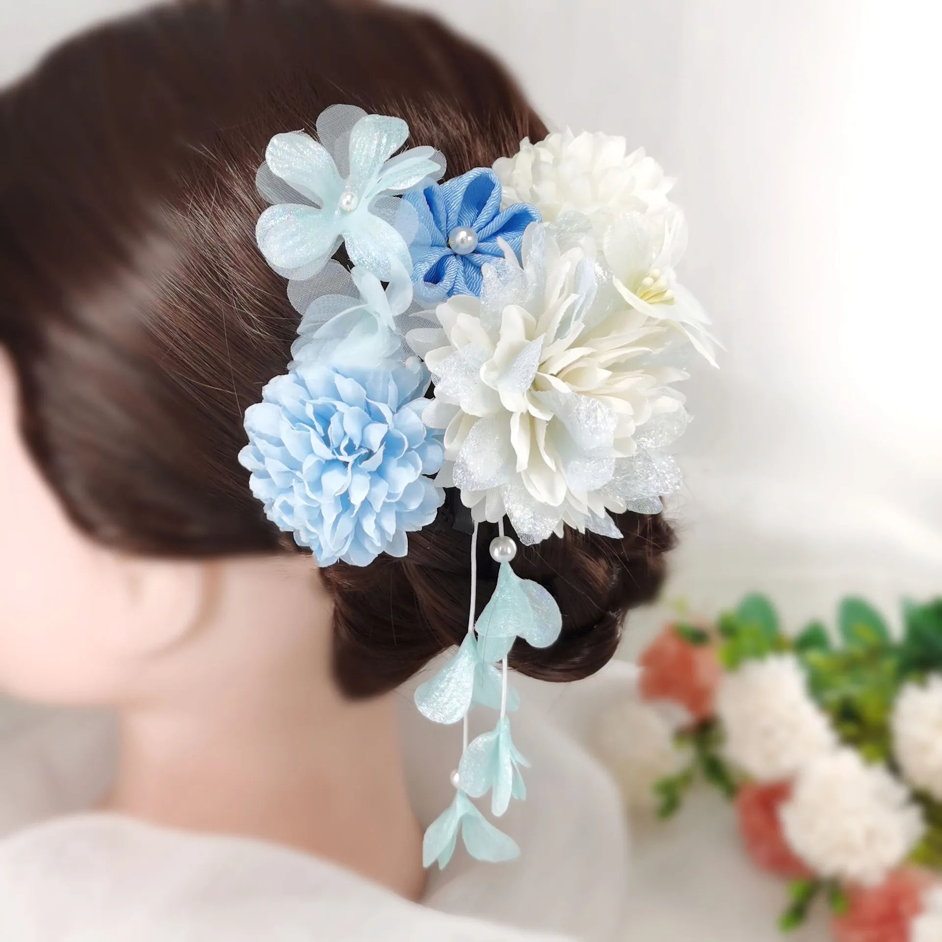 Hodvábneho Kvetu Nastaviť Barrettes detské Letné Kimono Župan Japonský Roztomilý Kultúry Vlasy Príslušenstvo