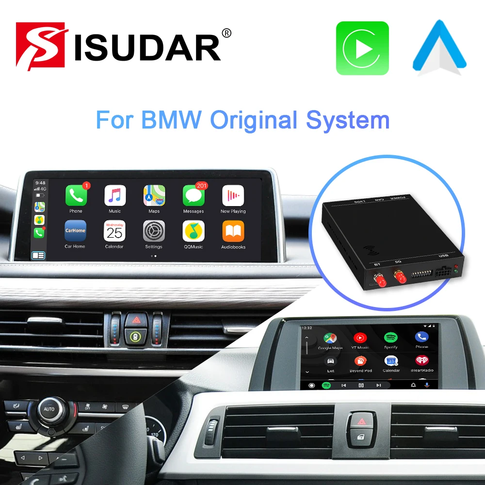 ISUDAR Bezdrôtový Carplay Pre BMW X1 X3 X5 X6 1 3 5 7 Series E81 E87 E90 E91 F01 E84 E60 E70 F10 F20 F30 G31 Android Auto AI Box