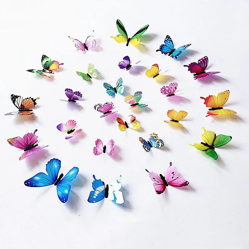 12PCS/Set PVC 3D Butterfly Stenu Decor Krásne Motýle Samolepky na Stenu Miestnosti Steny Domácnosti Motýle Dekorácie Umenie Obtlačky