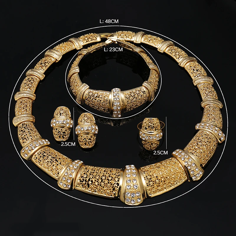 Sexy Módne Milosť Zlato Farebné Šperky Set Značky Nigérijský Svadobné Žena Príslušenstvo Šperky Set Saudskej Vyhlásenie Šperky Set