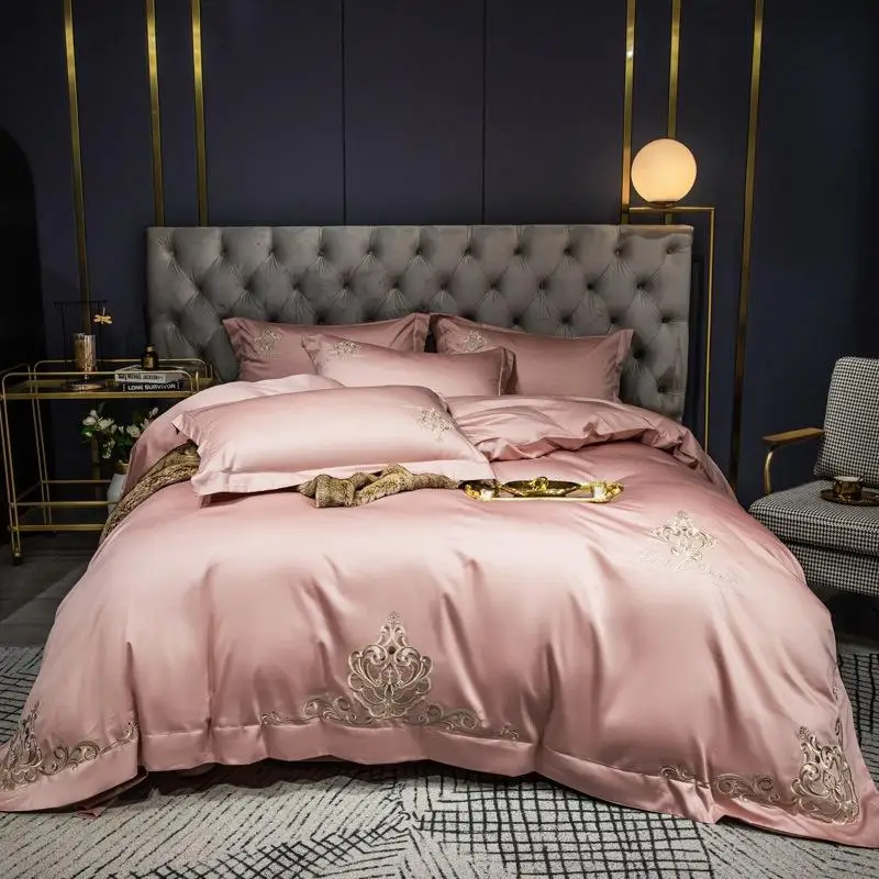 60-tych rokov, posteľná bielizeň z Egyptskej bavlny Nastaviť Vyšívané farbou perinu posteľná bielizeň svadobné hotel obliečky na vankúše vybavené list ploché sheetl