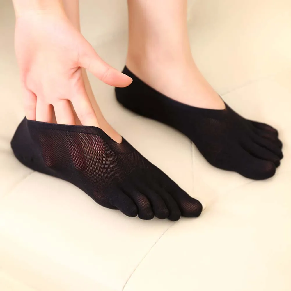 Móda Ženy Bavlnená Zmes Čipky Päť Prst Členok Ponožka Protišmykové Neviditeľné Nízky Rez Ponožky Letné Tenké Neviditeľnosť Non Slip