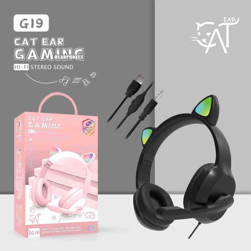 Nový RGB Flash Light Roztomilé Mačacie Uši, Káblové Slúchadlá s Mikrofónom, Môžete ovládať LED Chlapec Dievča Stereo Hudby Prilba Telefónu Headset Darček