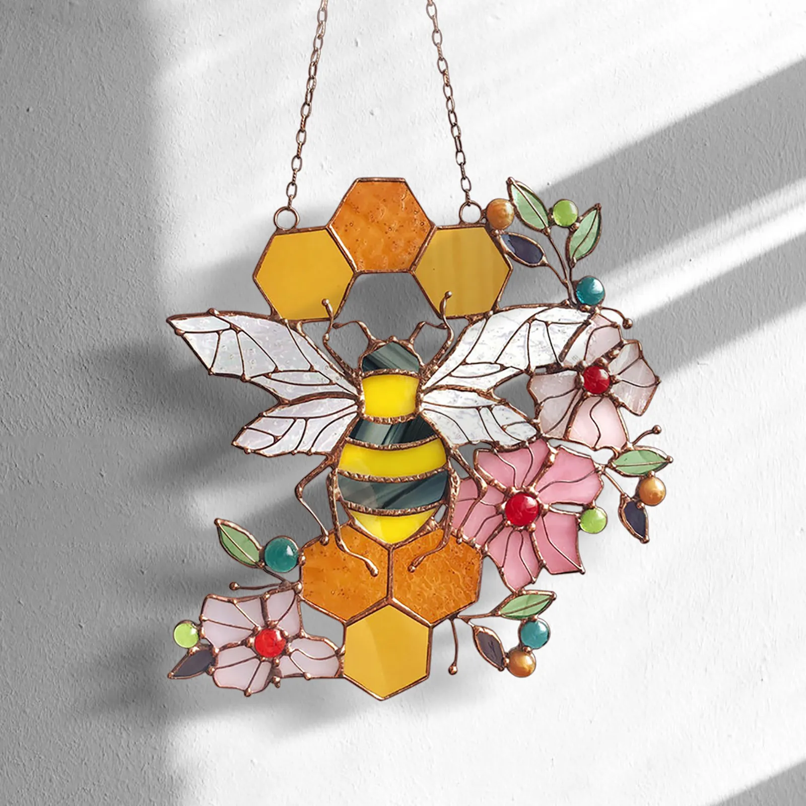 Honeycomb Sklo Tvorivosti Dekorácie, Závesné Ozdoby Akryl Znečistený Okno Záhrada Závesné Dekorácie Festival Bee