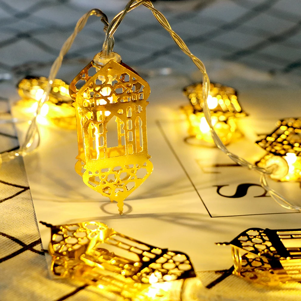 10 LED Zlaté Ramadánu Palác Lampa Islamskej Moslimských Svetlo String Visí Festival Arabskej Strany Garland Svadobné Dekorácie