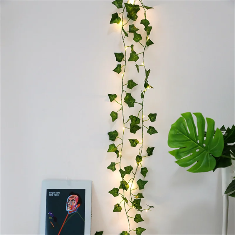 Rozprávkových Svetiel 2m 20 LED Simulácia Ratan Leaf Medený Drôt Svetlá String Svadobné, Vianočné Dekorácie, Záhradné Dekorácie Vonkajšie