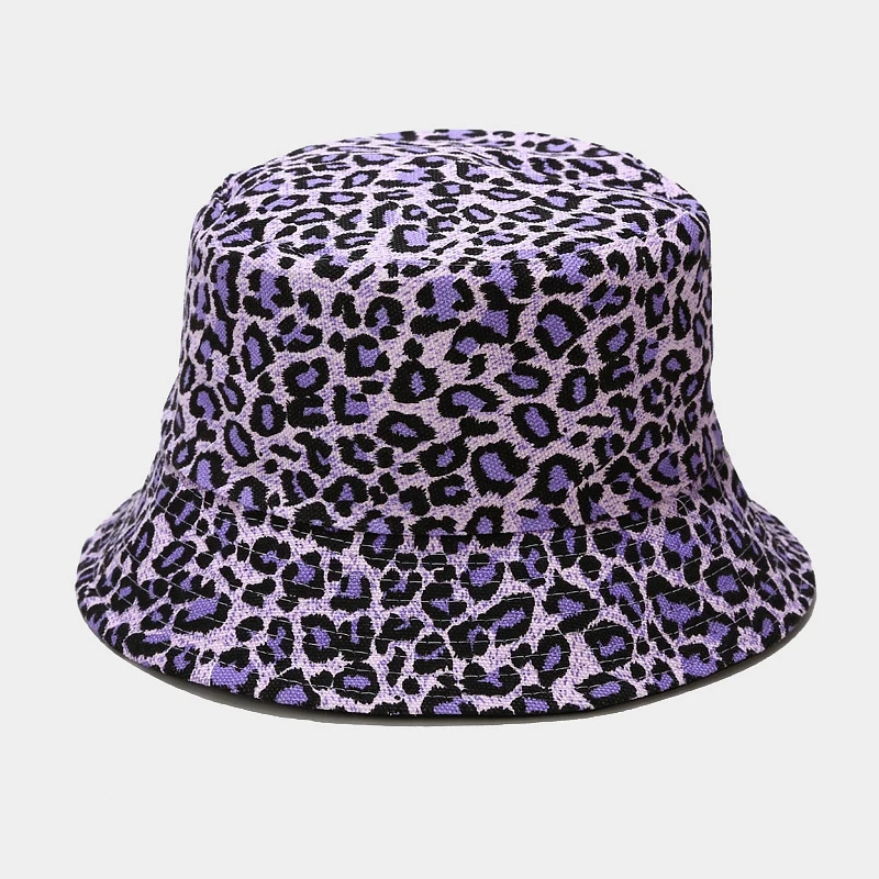 Nové dámske Letné Vedierko Hat Leopard Vytlačené Rybár Reverzibilné Klobúk Sunbonnet Vonkajšie opaľovací Krém Módne Unisex Panama Spp