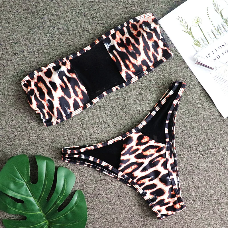 Ženské Leopard Tlač Vysokej High Cut Cut Remeň Sexy Plavky 2021
