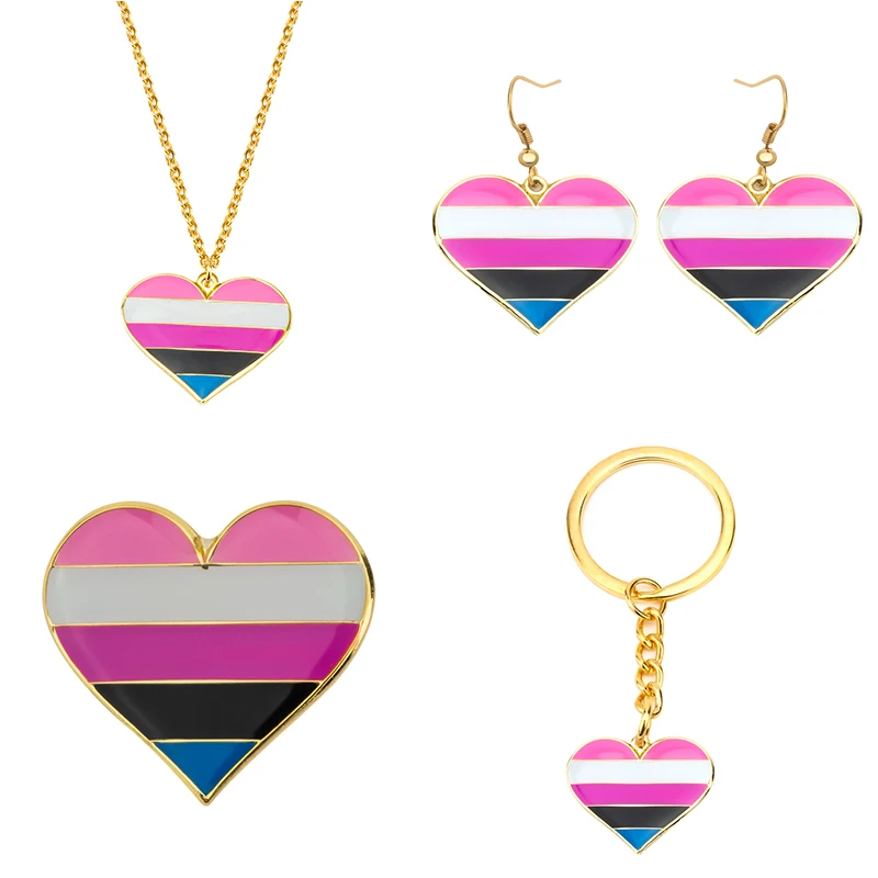 Srdce Tvar Rainbow LGBT Náušnice Gay Pride Náhrdelník Rainbow Krúžok Odznak Náušnice Šperky Pre Ženy, Mužov Milovníkov Darček