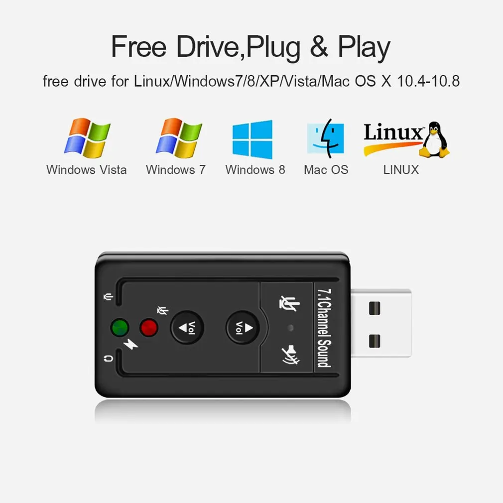 USB 2.0 Externý Zvuková Karta 7.1 CH Audio Mini Adaptér S Tlačidlo Ovládací 3,5 mm Slúchadlá MIKROFÓN Rozhranie Súčasti Počítača