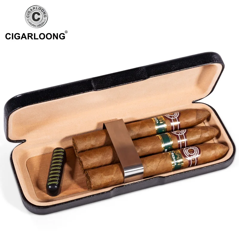 Cestovné Kožené Cigary Humidor Prípade, Cédrové Drevo, lemované Prenosné Fajčenie Box Držiteľ Zásobník cy-0109