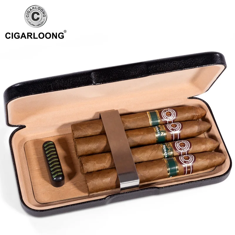 Cestovné Kožené Cigary Humidor Prípade, Cédrové Drevo, lemované Prenosné Fajčenie Box Držiteľ Zásobník cy-0109