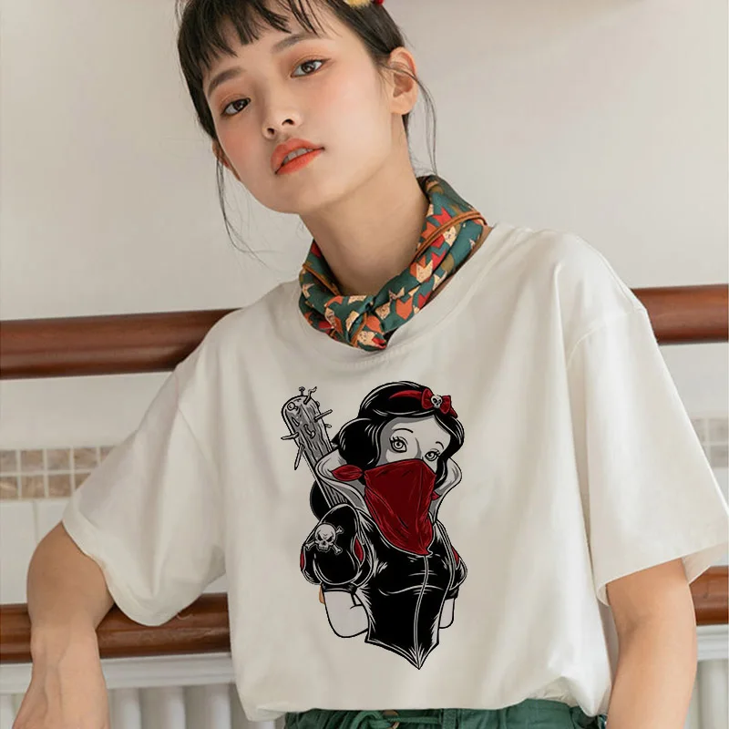 Alenka V ríši Divov T Shirt Ženy Topy Black Alice Snow White Princezná Tlač Bežné Krátky Rukáv 90. rokov Móde T-shirt Femme
