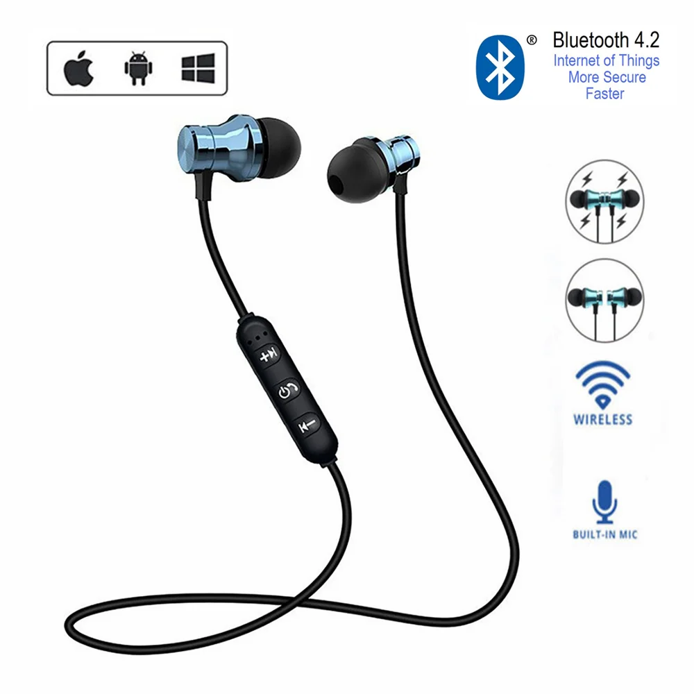 Bluetooth Slúchadlo Šport Handsfree Slúchadlá Bezdrôtové slúchadlá Magnetické Headset Pre IPhone Xiao Huawei Honor Samsung Redmi